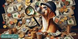 Dog surrounded by money -- Can Dogs Smell Money (Answered)