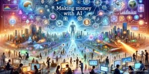 Panoramic view of ways to make money with AI across industries