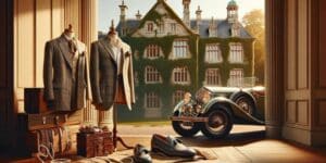 Old Money Aesthetic with fashion, mansion, and vintage car in sunlight - What Is Old Money Aesthetic?